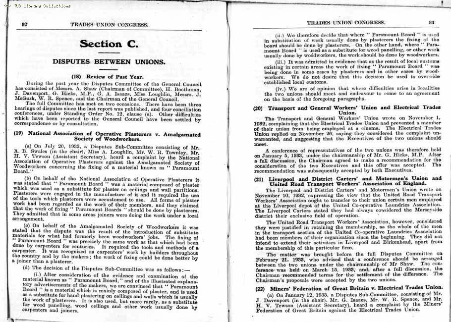 TUC Report, 1933