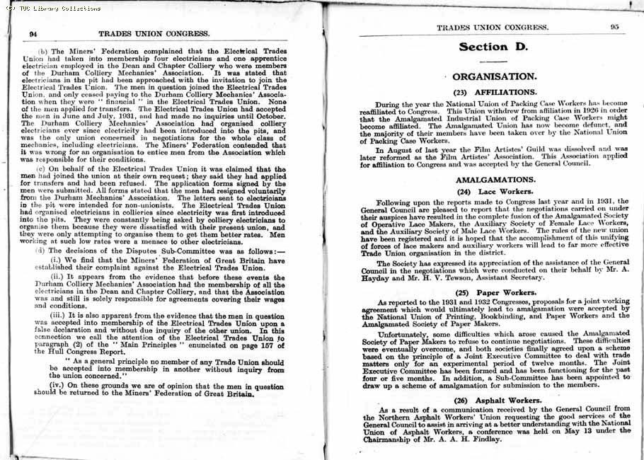 TUC Report, 1933