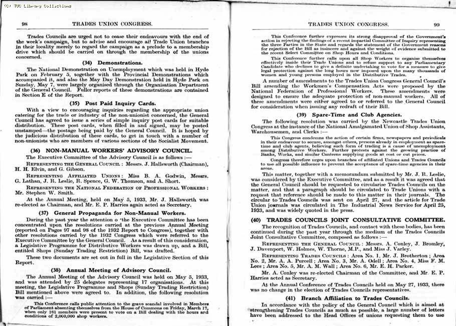 TUC Report, 1933