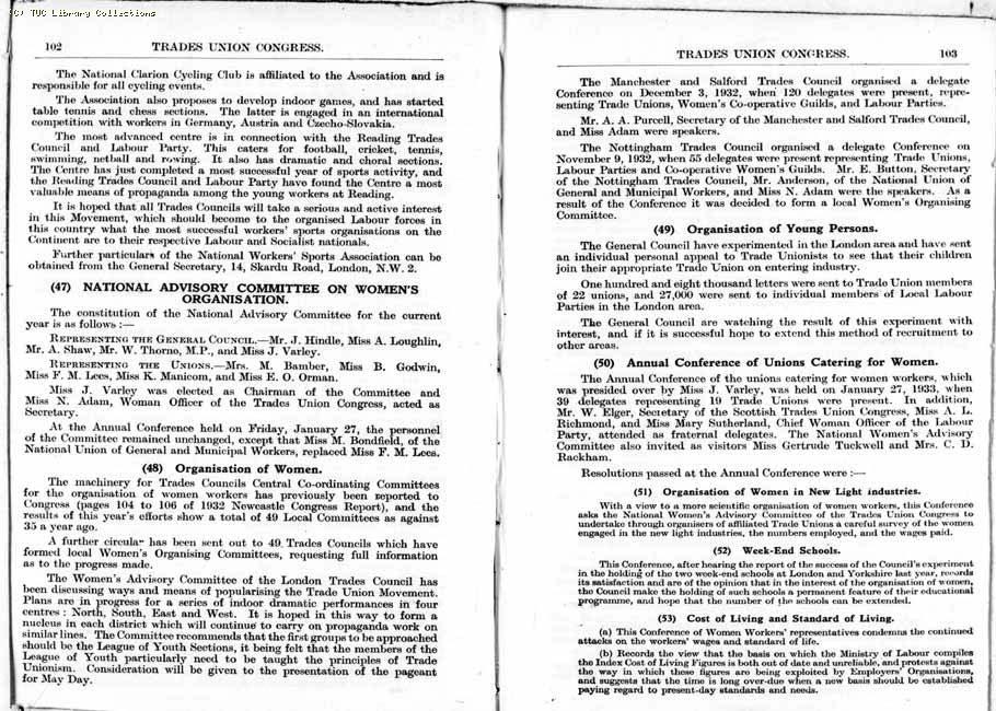 TUC Report, 1933