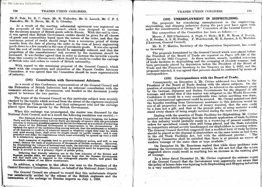 TUC Report, 1933
