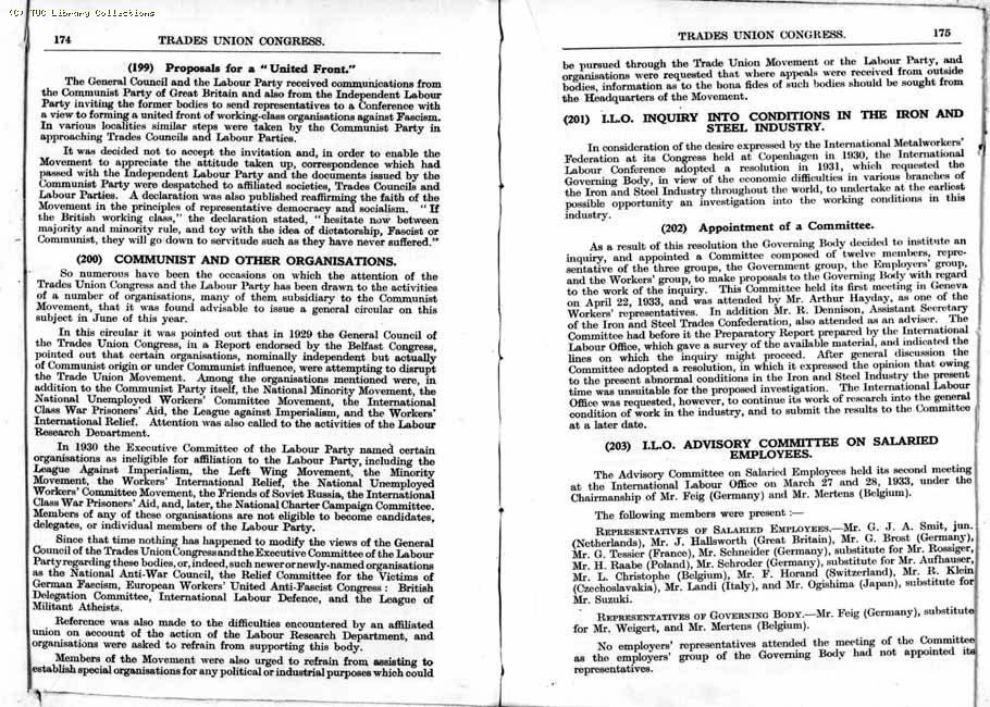 TUC Report, 1933
