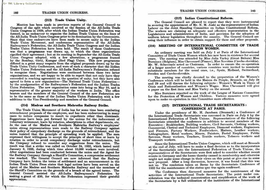 TUC Report, 1933