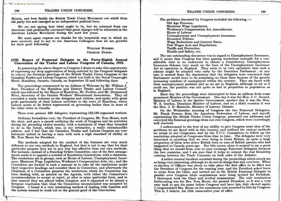 TUC Report, 1933