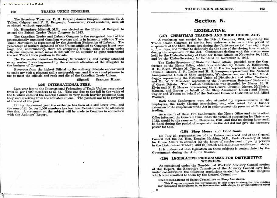 TUC Report, 1933