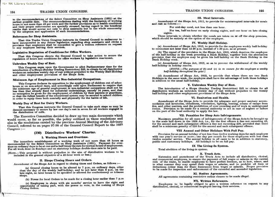 TUC Report, 1933