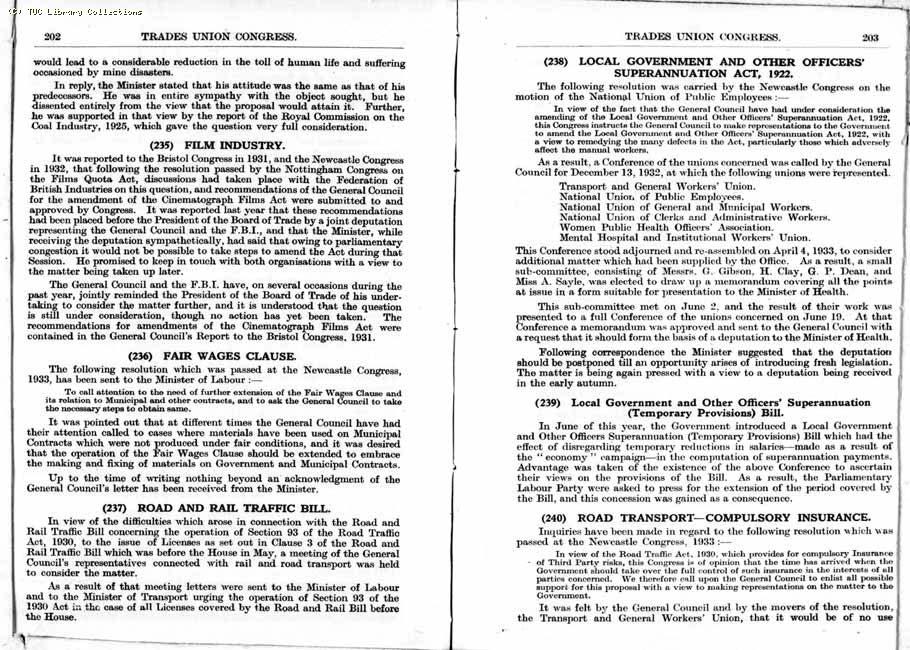 TUC Report, 1933