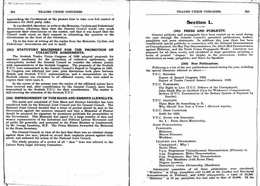 TUC Report, 1933