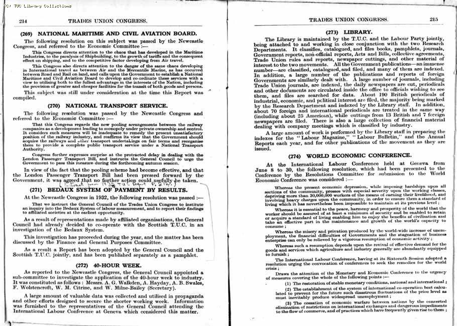 TUC Report, 1933