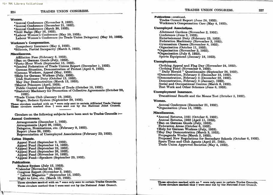 TUC Report, 1933