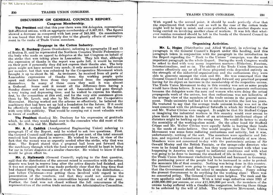 TUC Report, 1933