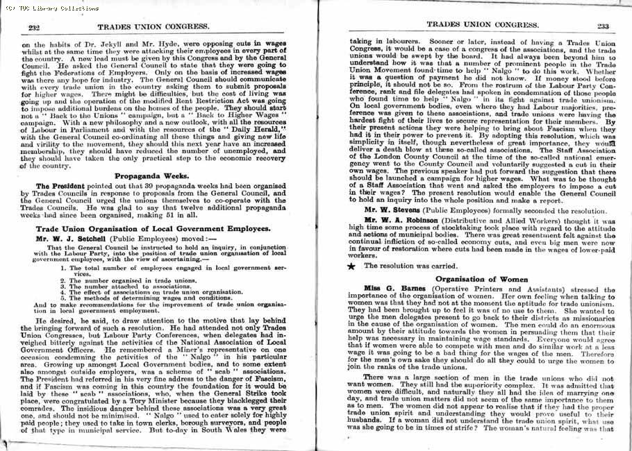 TUC Report, 1933