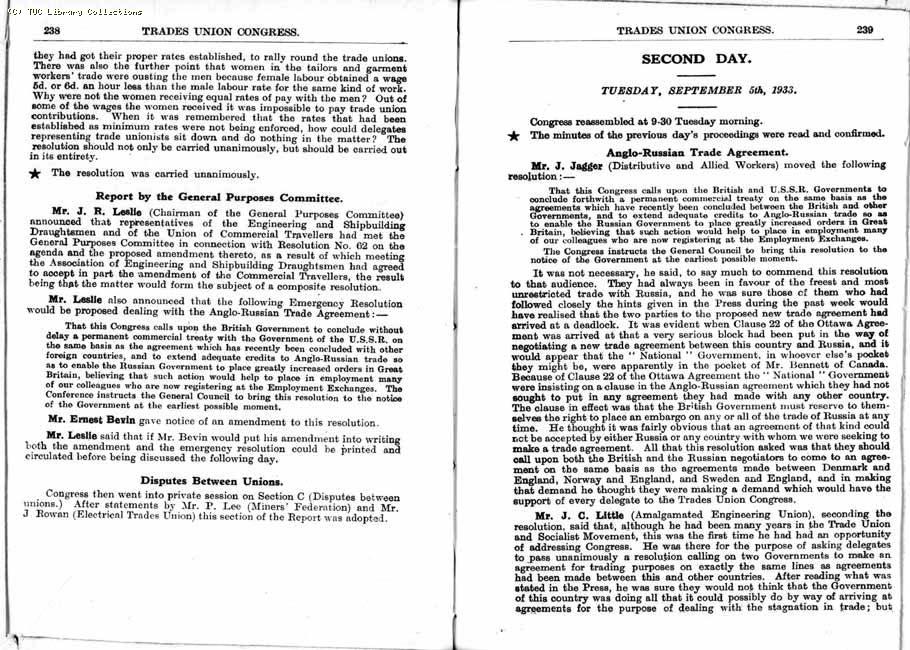 TUC Report, 1933