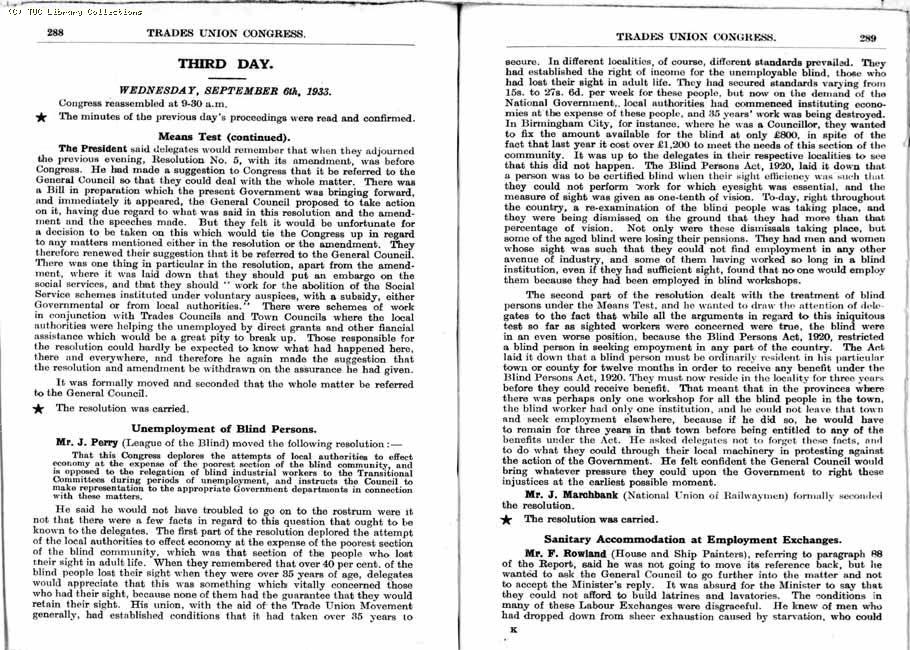 TUC Report, 1933