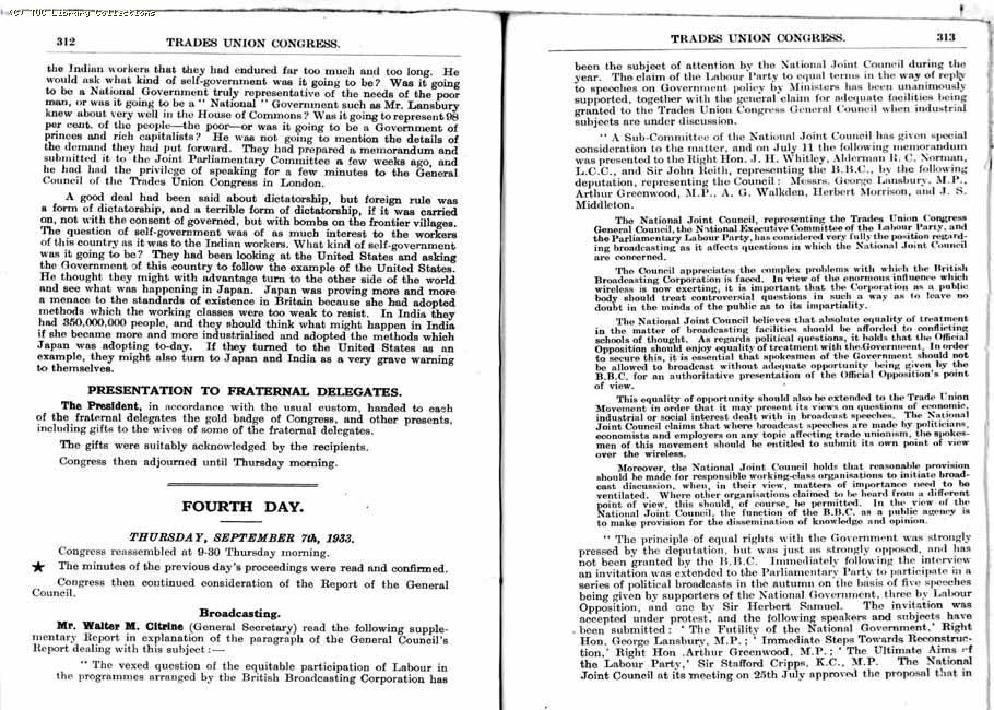 TUC Report, 1933