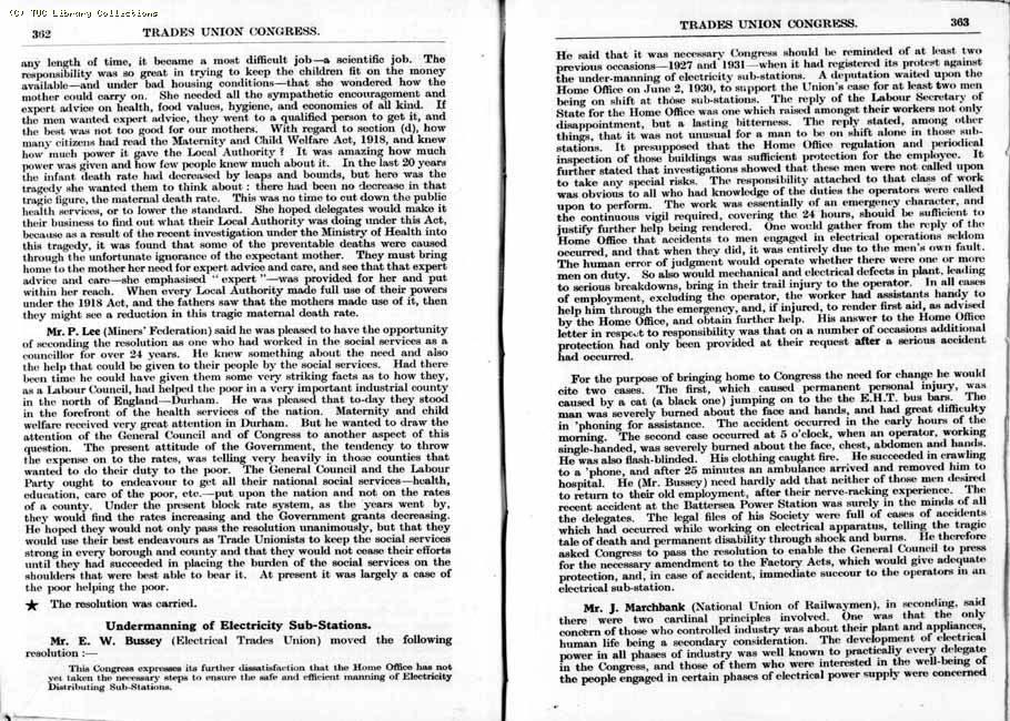 TUC Report, 1933