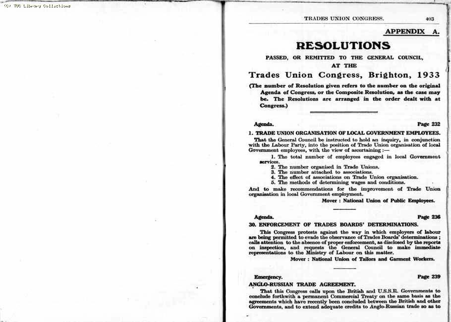 TUC Report, 1933