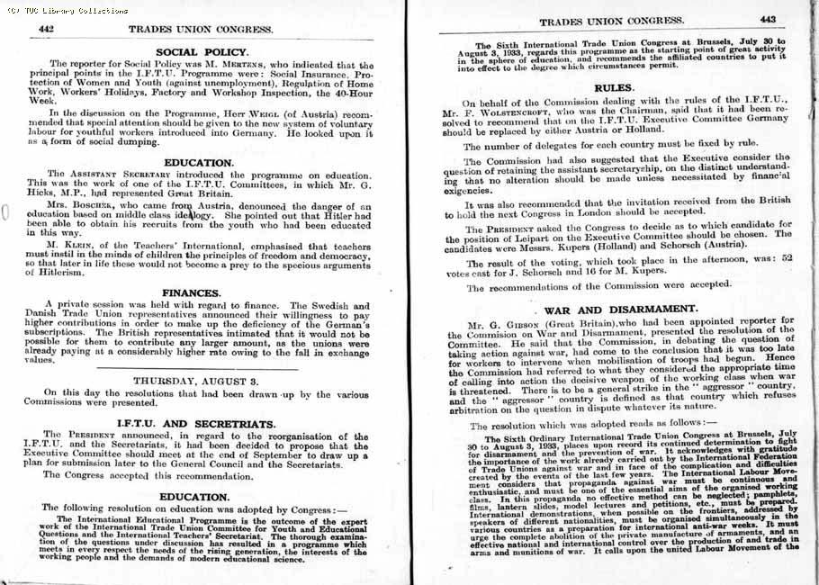 TUC Report, 1933