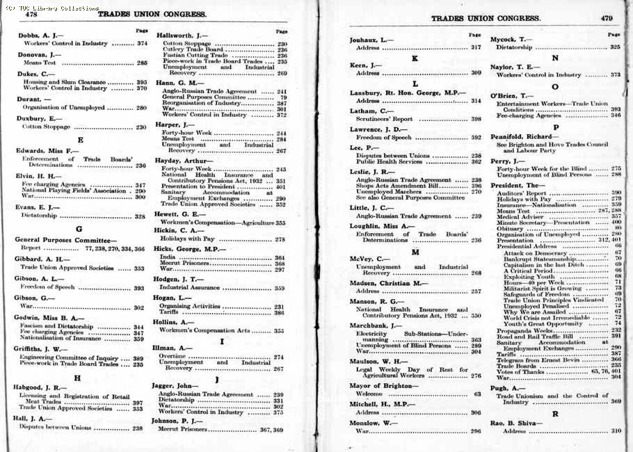 TUC Report, 1933