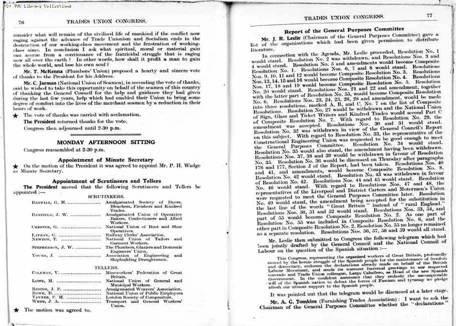TUC Report, 1936