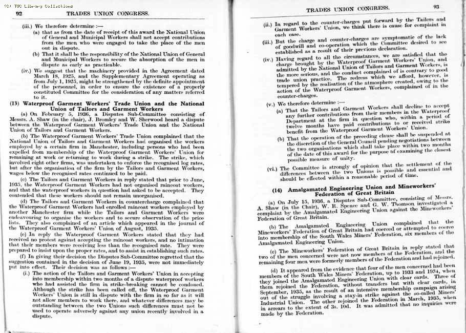 TUC Report, 1936