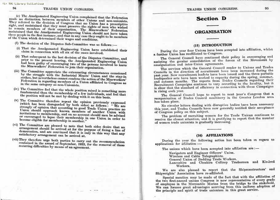 TUC Report, 1936