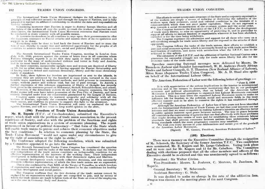 TUC Report, 1936