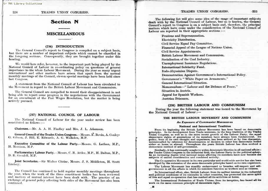 TUC Report, 1936