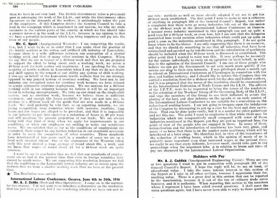 TUC Report, 1936