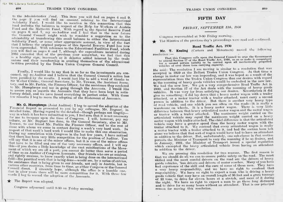 TUC Report, 1936