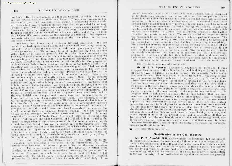 TUC Report, 1936