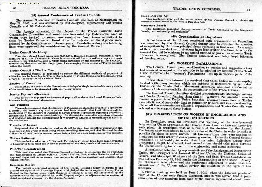 TUC Report, 1943