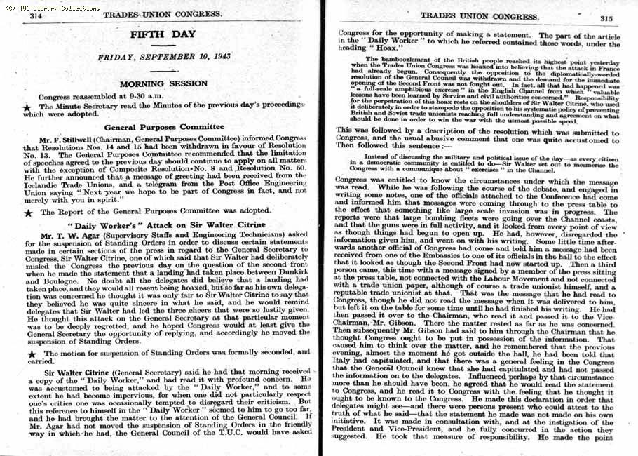 TUC Report, 1943