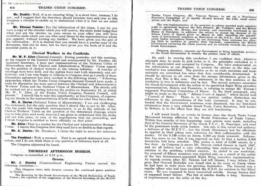 TUC Report, 1947