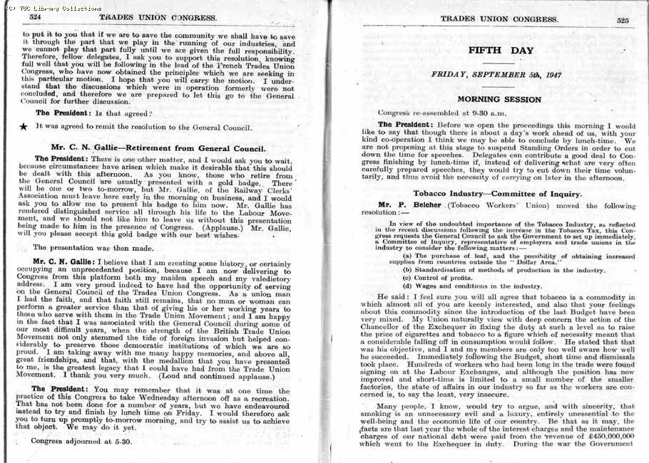 TUC Report, 1947