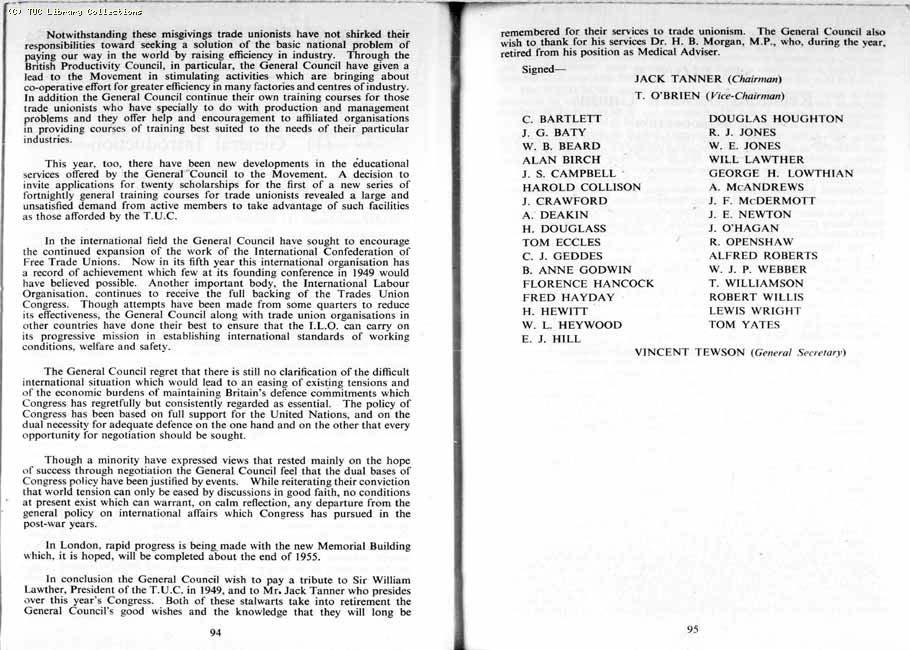 TUC Report, 1954