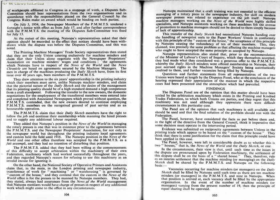 TUC Report, 1954