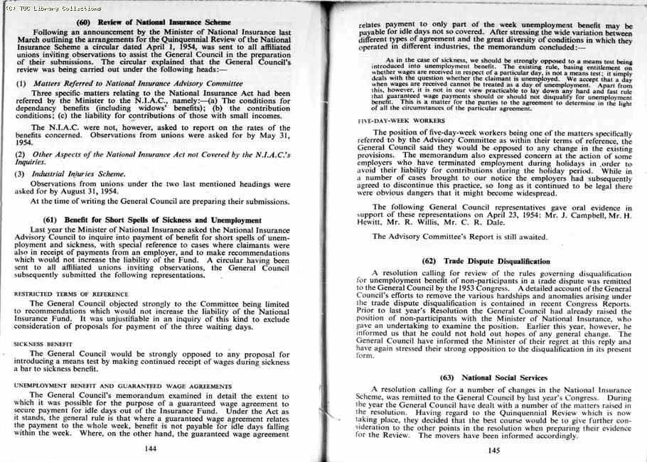 TUC Report, 1954