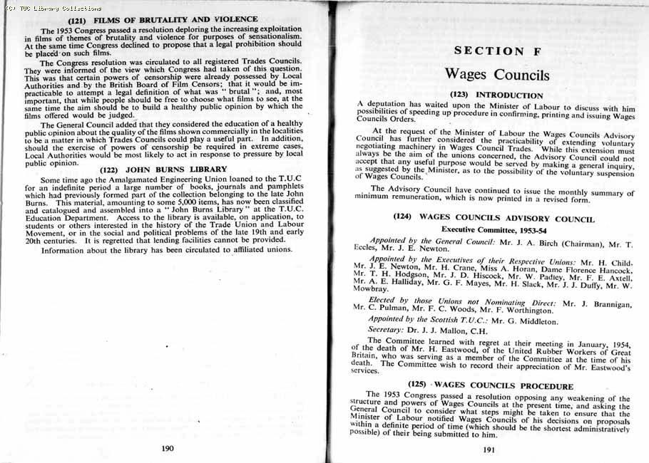 TUC Report, 1954