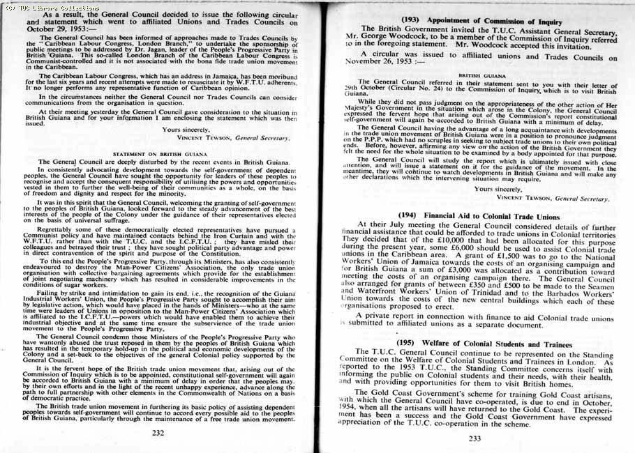 TUC Report, 1954