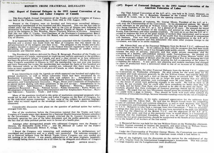 TUC Report, 1954