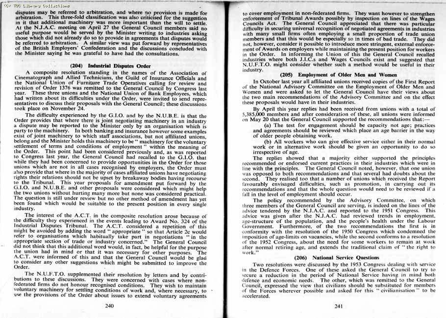 TUC Report, 1954
