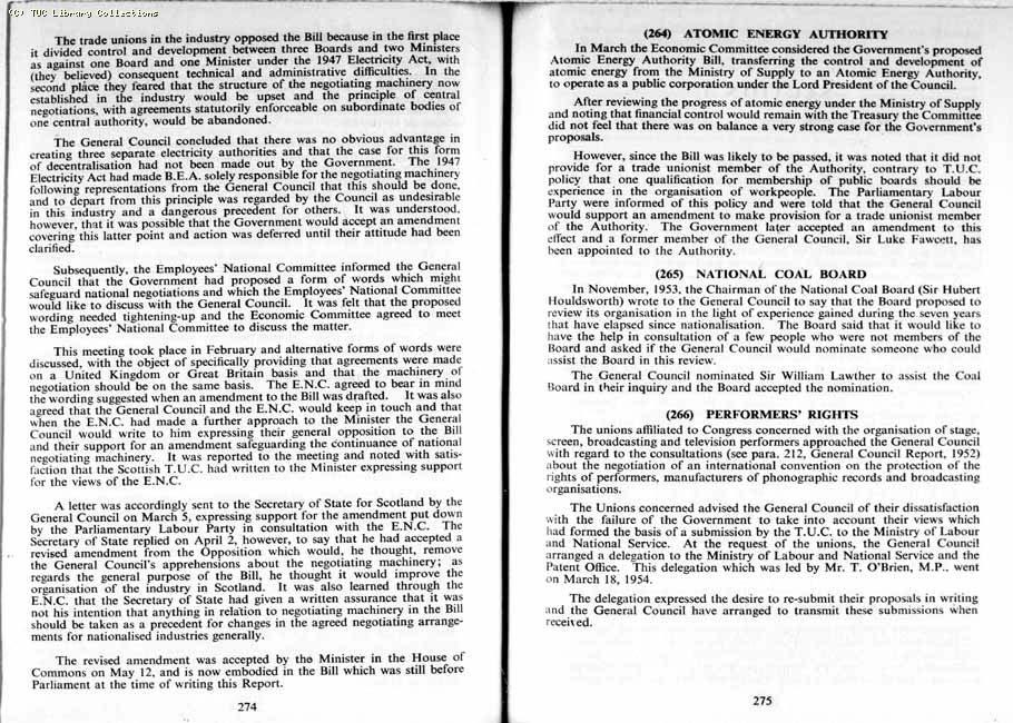 TUC Report, 1954