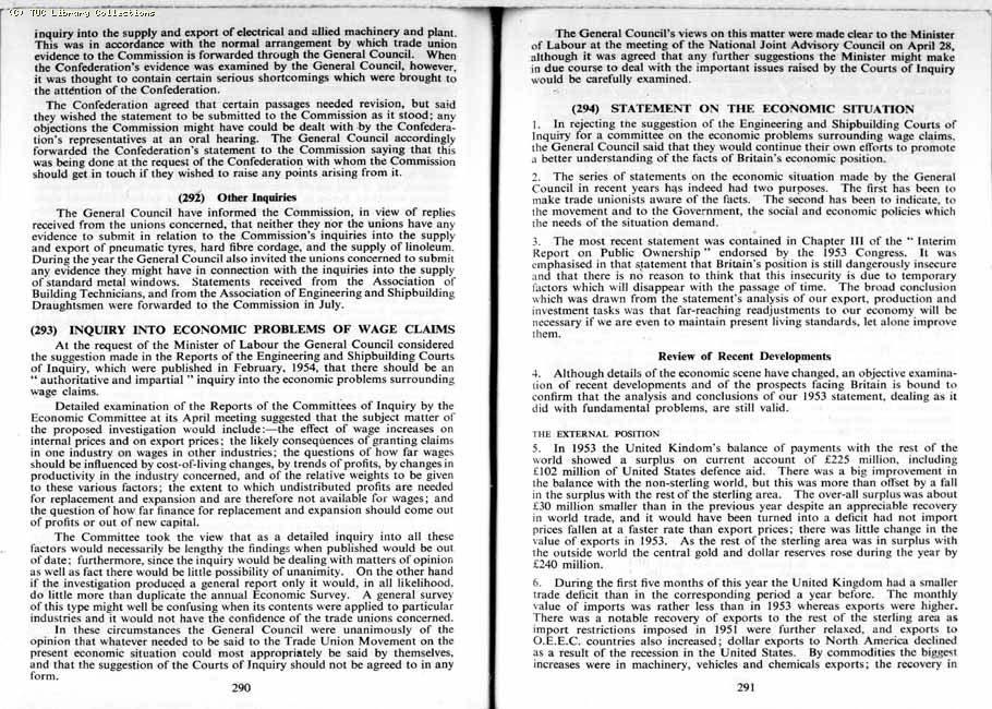 TUC Report, 1954