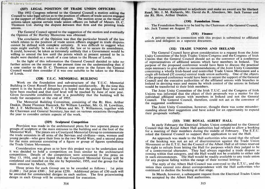 TUC Report, 1954
