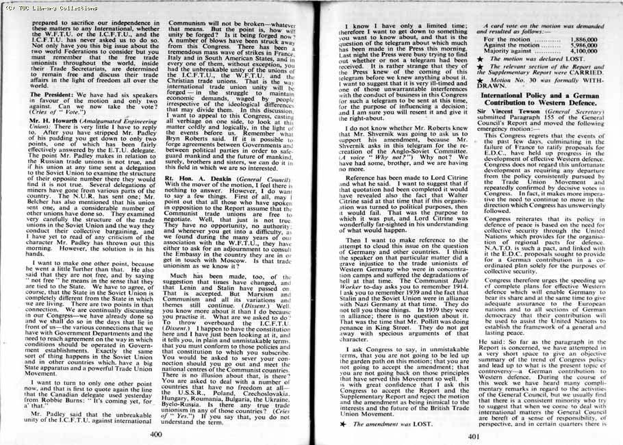 TUC Report, 1954