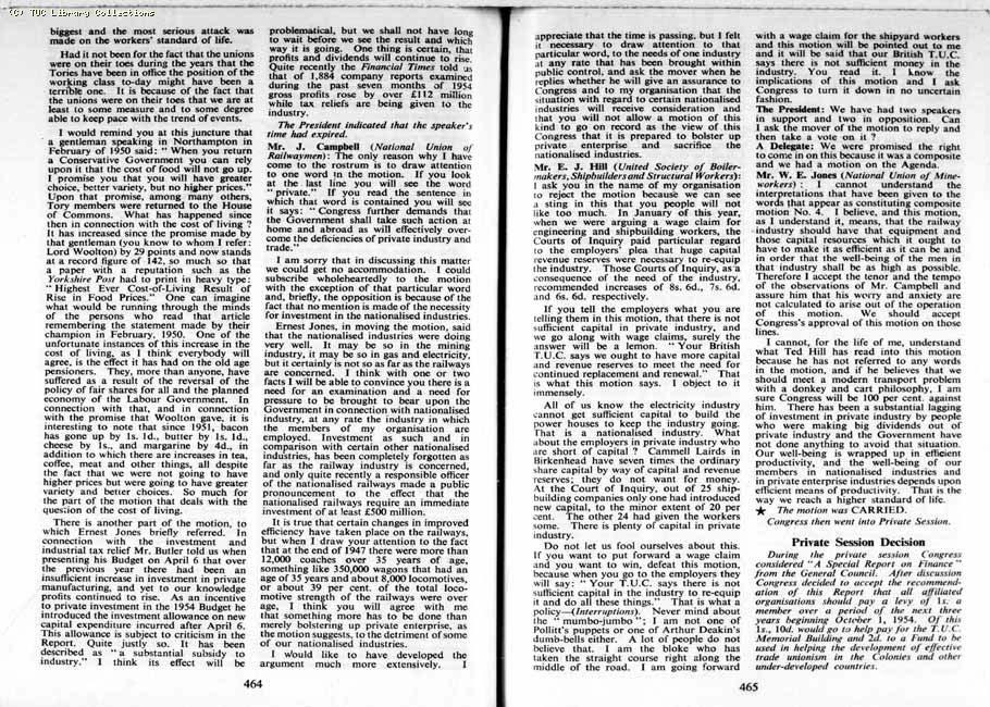 TUC Report, 1954