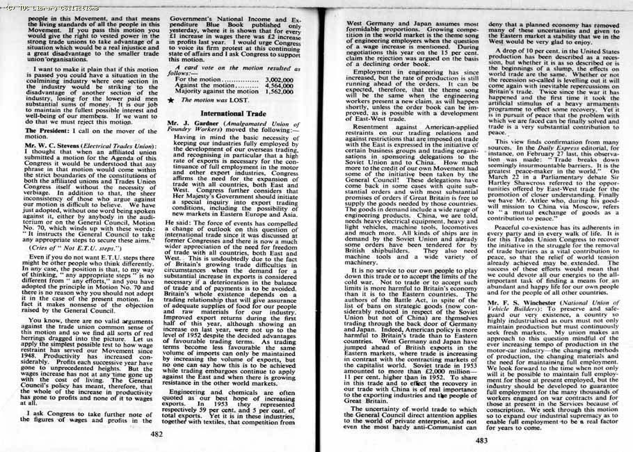 TUC Report, 1954