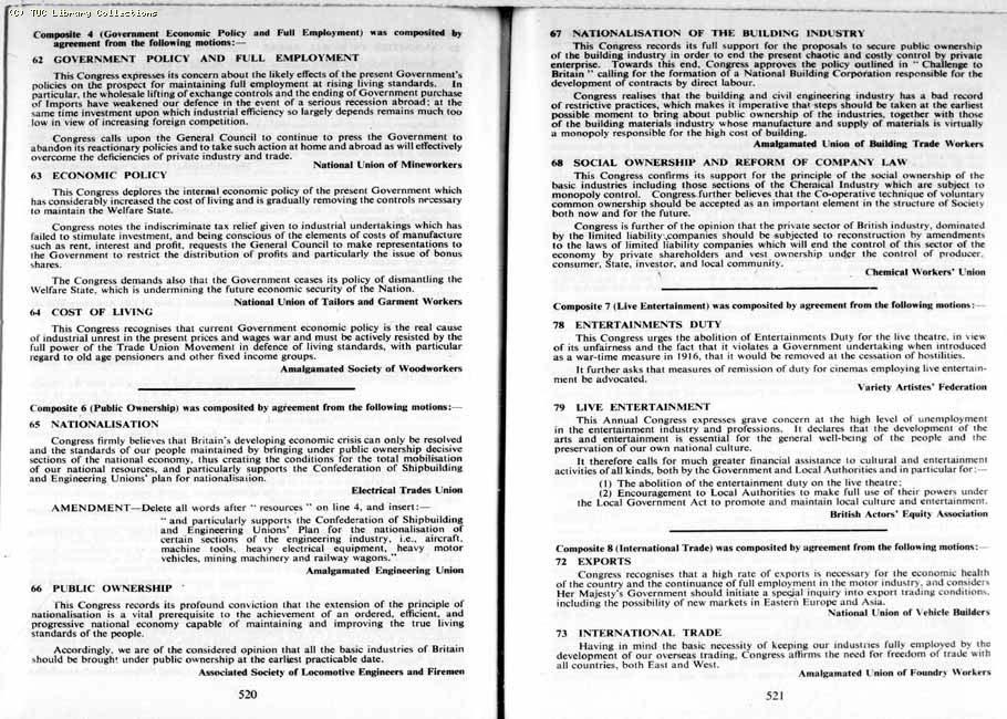 TUC Report, 1954