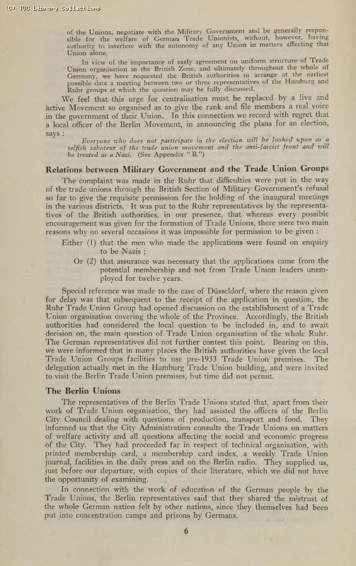 Trade Unionism in Central Europe - TUC Survey, 1946